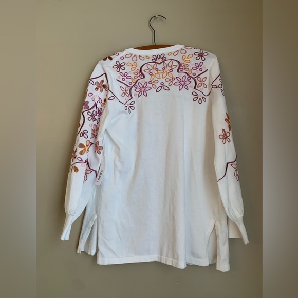 Chicos cardigan sweater multi eyelet alabaster embroidered spring Easter - Picture 8 of 11